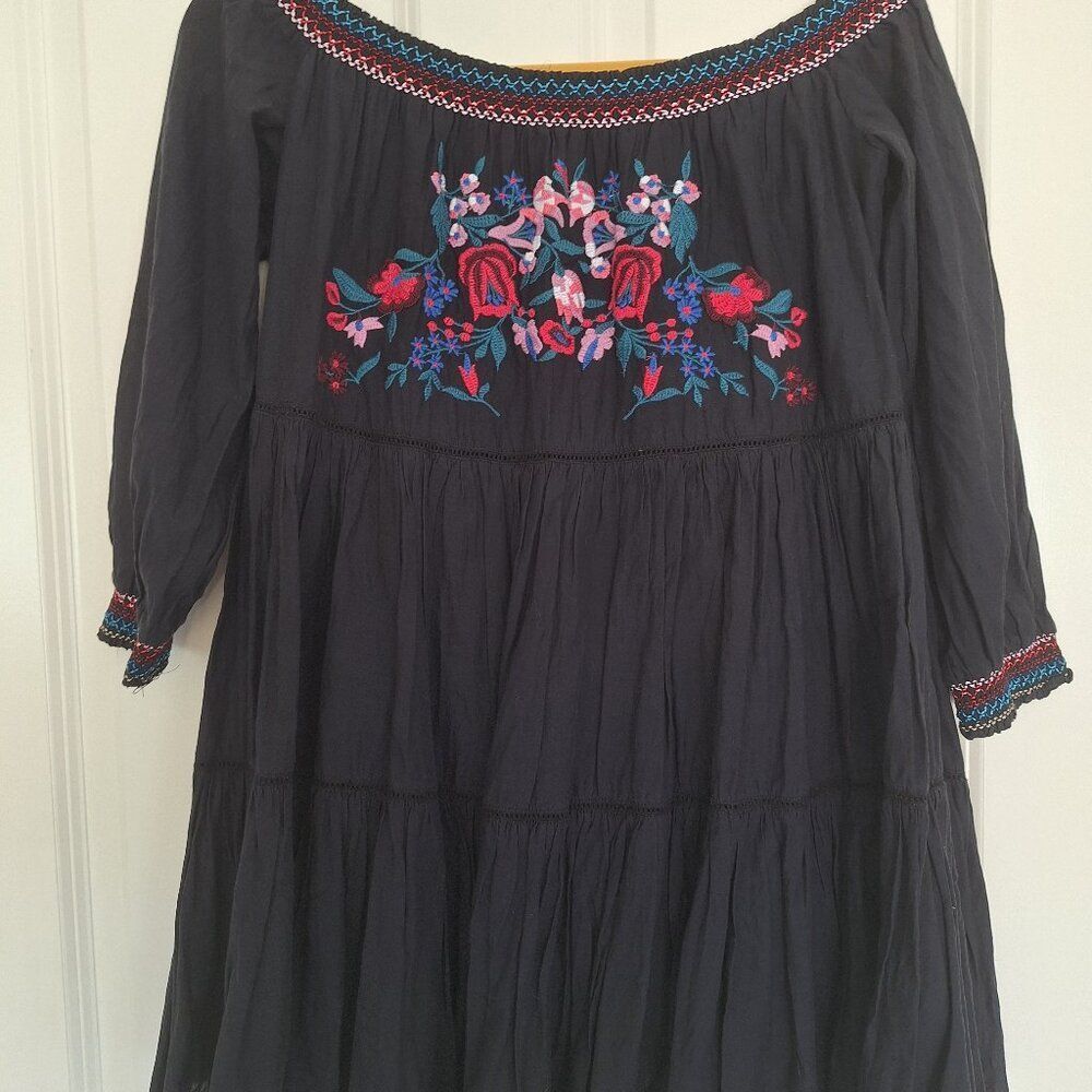 Free People Sunbeams‎ Floral Embroidered Off The Shoulder Boho Dress size  S/P